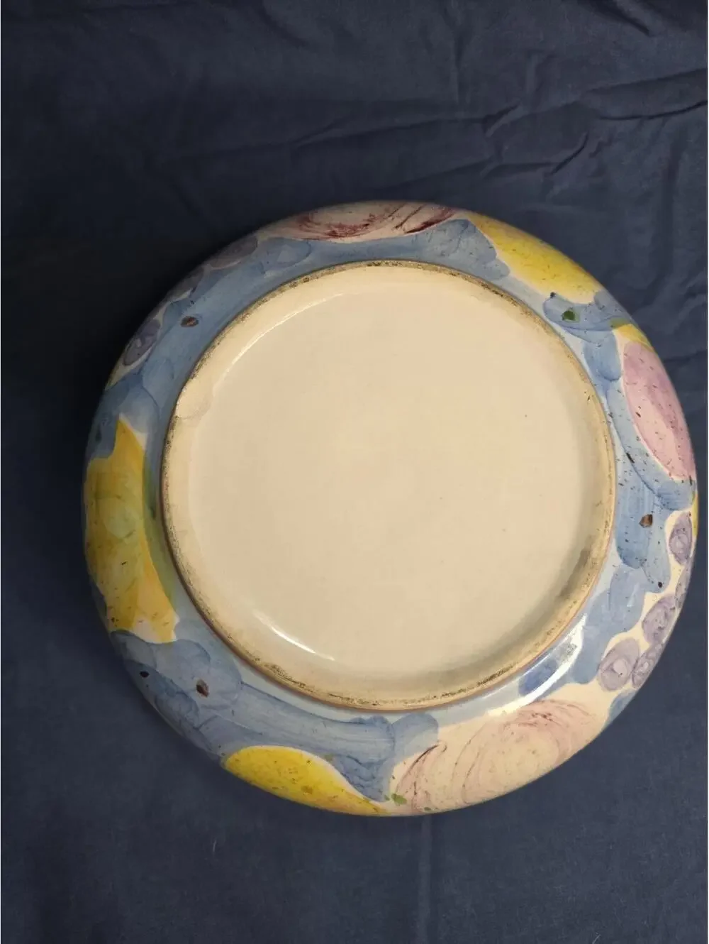 Vintage Hand-Painted Ceramic Serving Bowl with Fruit Design